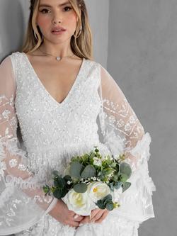 Maya Deluxe Embellished Frill Maxi Dress - view 2, Ivory