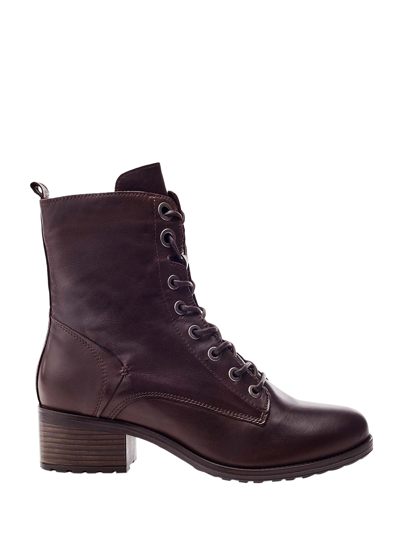 Product image 1 of 5, which shows Moda in Pelle Bezzie Leather Lace-Up Ankle Boots, Dark Brown, 3