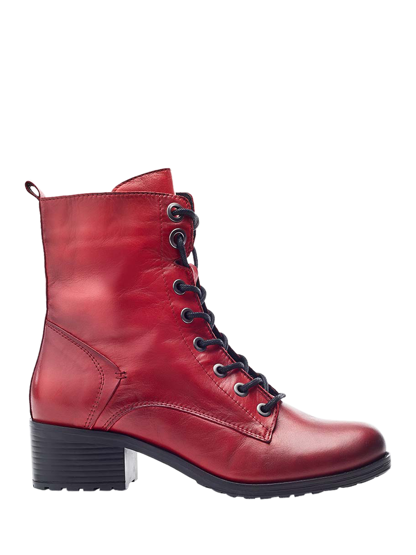 Product image 1 of 5, which shows Moda in Pelle Bezzie Leather Lace-Up Ankle Boots, Dark Red, 3