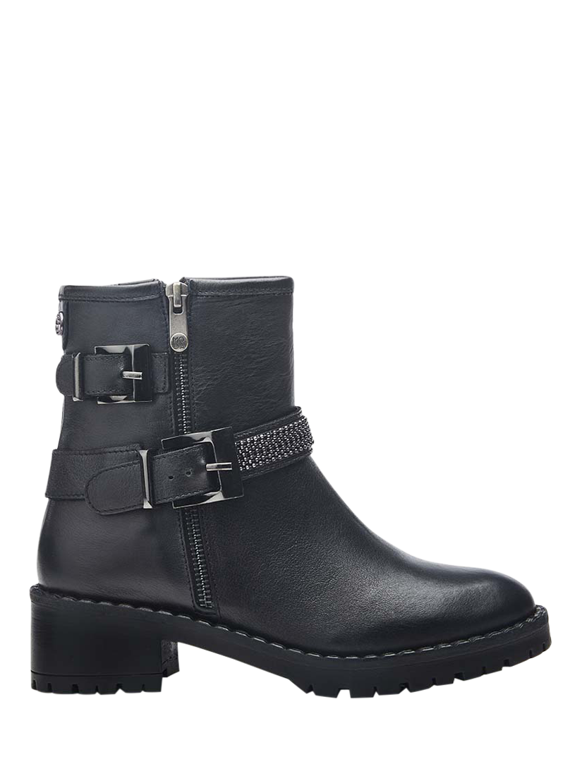 Moda in Pelle Cataner Leather Biker Boots Black