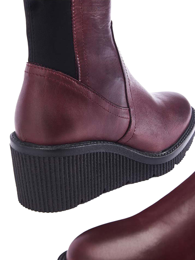 Product image 4 of 4, which shows Moda in Pelle Harpette Leather Faux Fur Lined Wedge Boots, Burgundy, 3