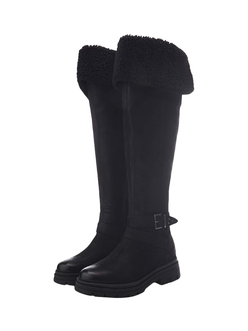 Product image 2 of 4, which shows Moda in Pelle Indiie Nubuck Leather Knee High Boots, Black, 3