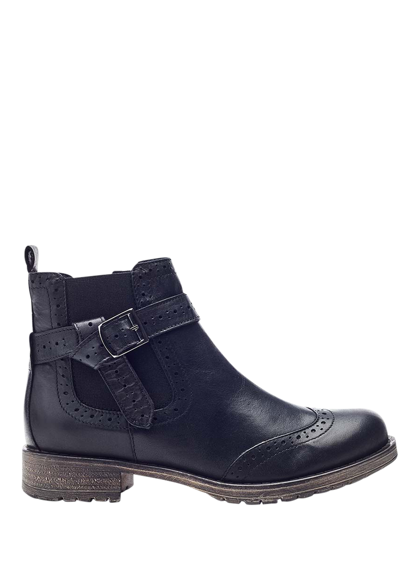 Moda in Pelle Orset Leather Brogue Detail Ankle Boots, Black
