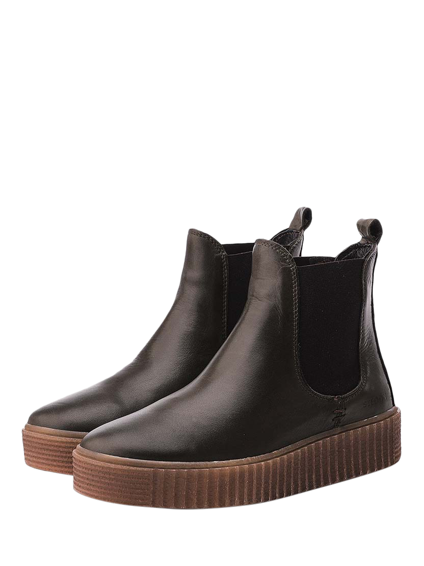 Product image 2 of 4, which shows Moda in Pelle Illom Leather Chunky Chelsea Boots, Olive, 3