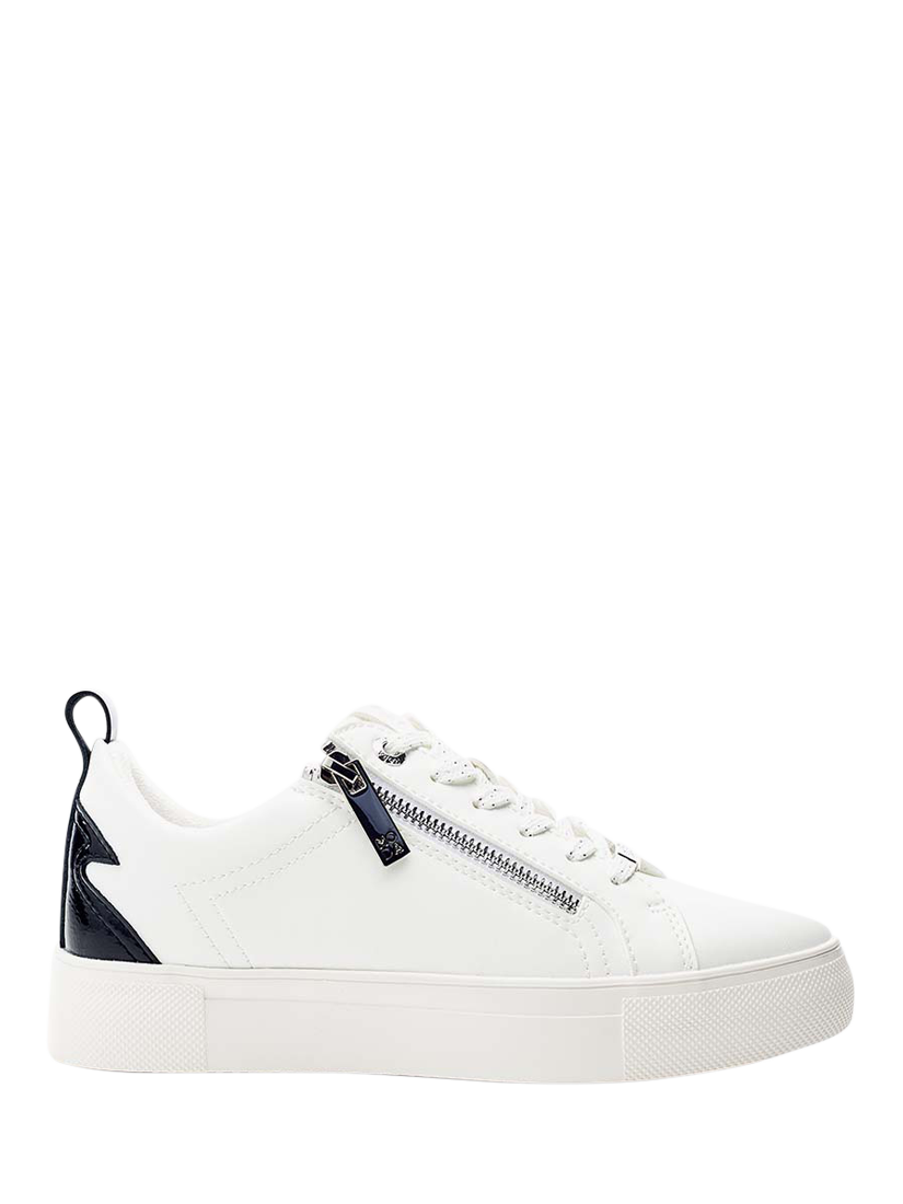 Moda in Pelle Brumath Leather Heel Detail Trainers, White/Black