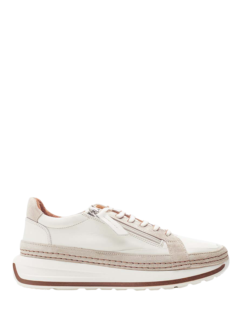 Moda in Pelle Dowlish Leather Wedge Trainers, Off White