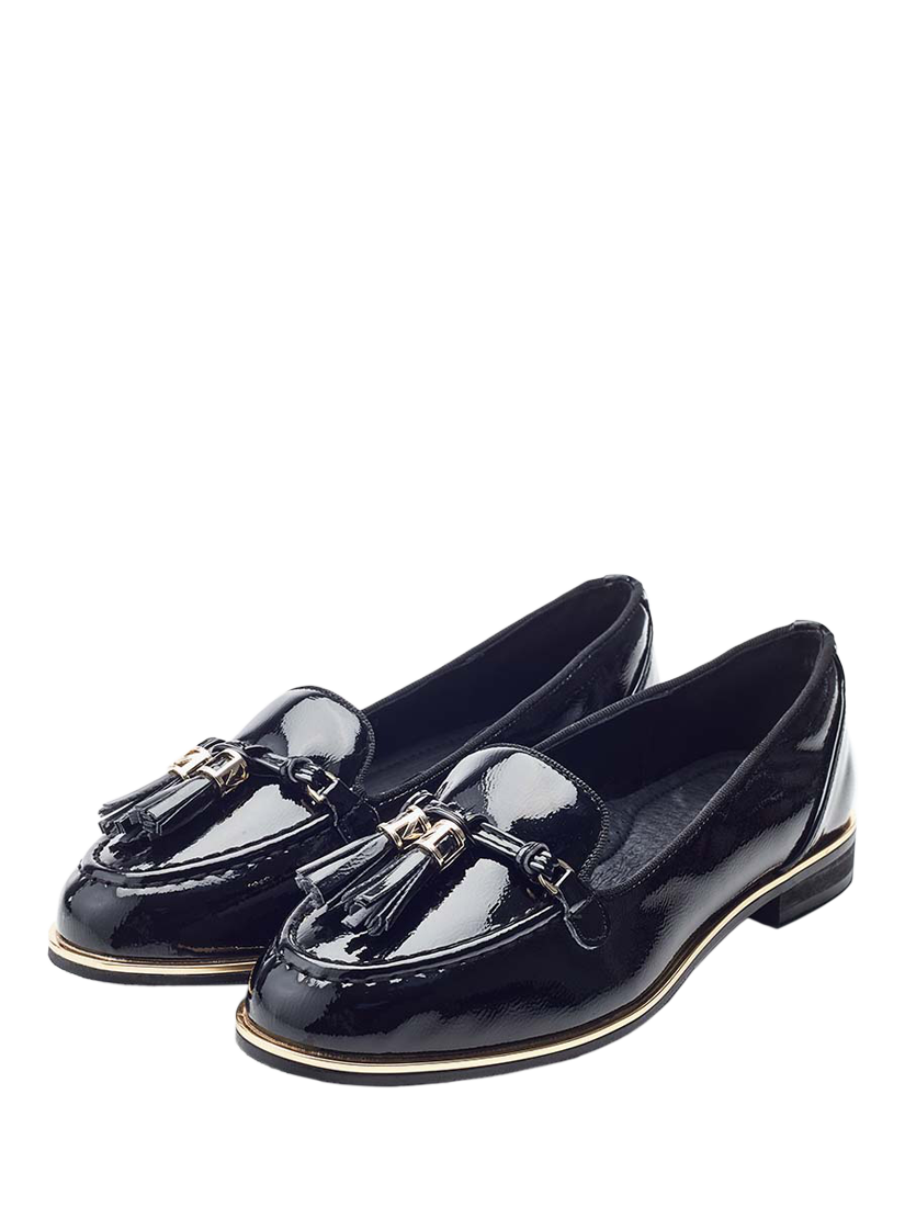 Product image 2 of 4, which shows Moda in Pelle Evvaa Patent Almond Toe Loafers, Black, 3