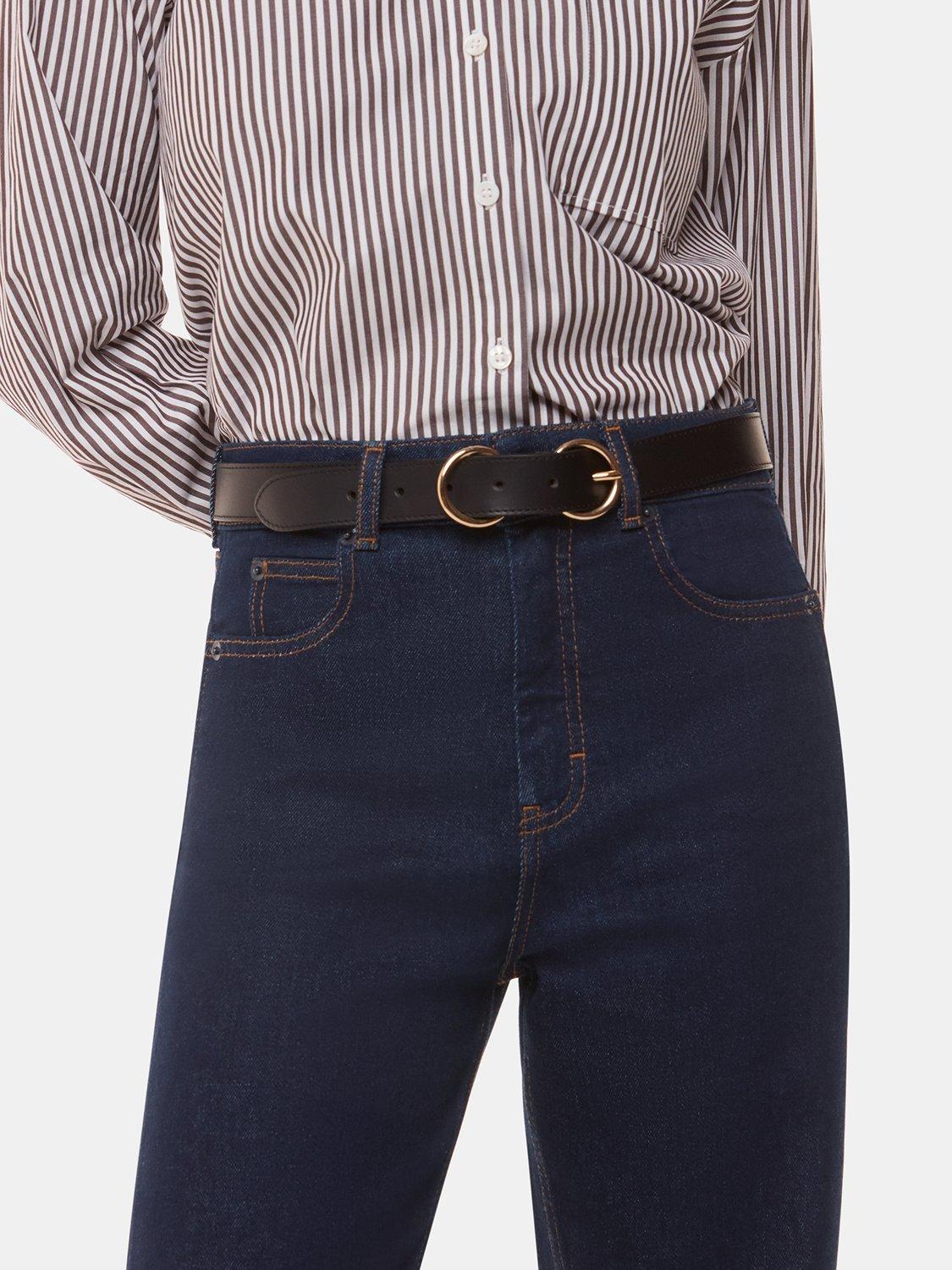 Product image 3 of 5, which shows Whistles Stretch Barrel Leg Jeans, Dark Denim, 26
