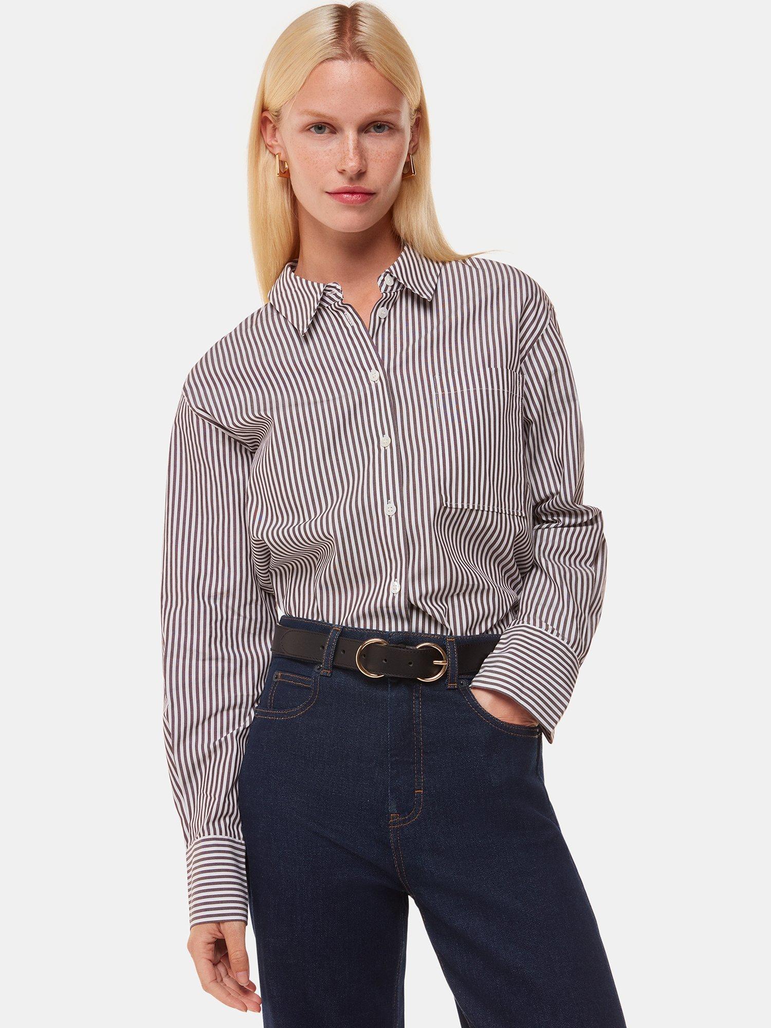 Product image 4 of 5, which shows Whistles Stretch Barrel Leg Jeans, Dark Denim, 26