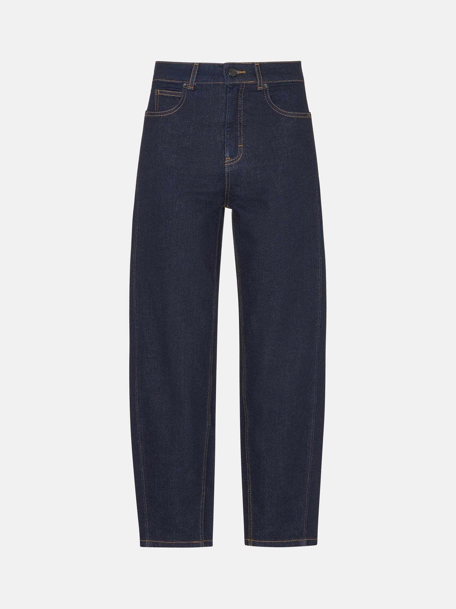 Product image 5 of 5, which shows Whistles Stretch Barrel Leg Jeans, Dark Denim, 26