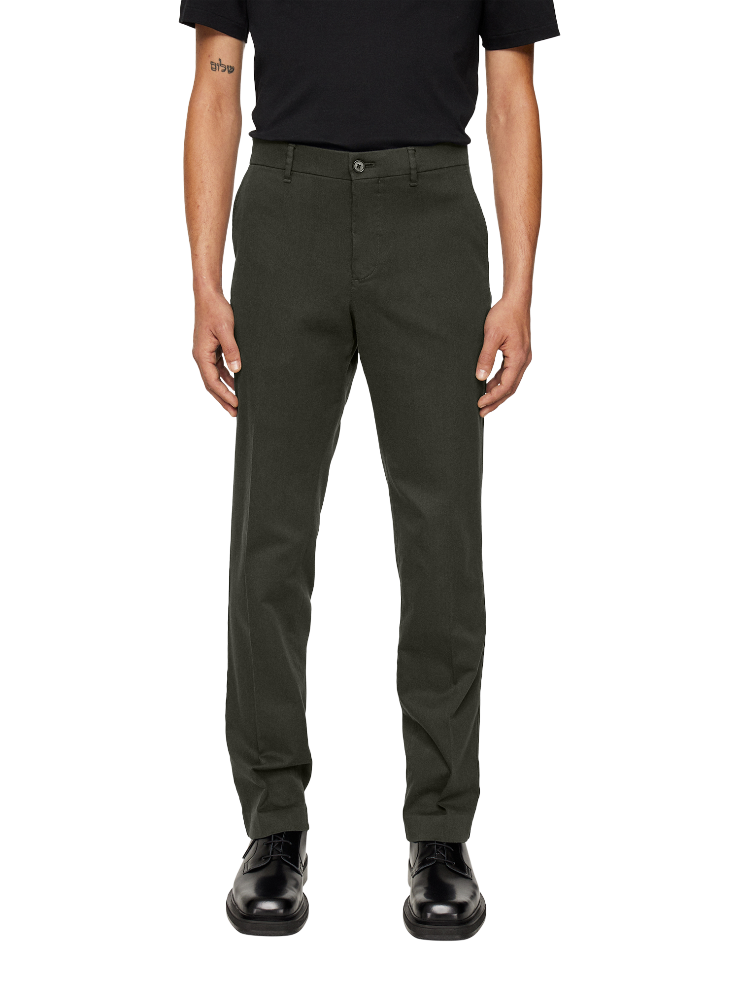 J.Lindeberg Lois Cotton Blend Twill Flannel Trousers, Forest Green