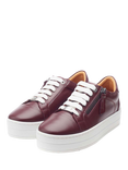 Moda in Pelle Abbiy Leather Chunky Zip Detail Trainers, Burgundy