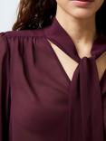 French Connection Eden Tie Neck Top, Burgundy, Burgundy