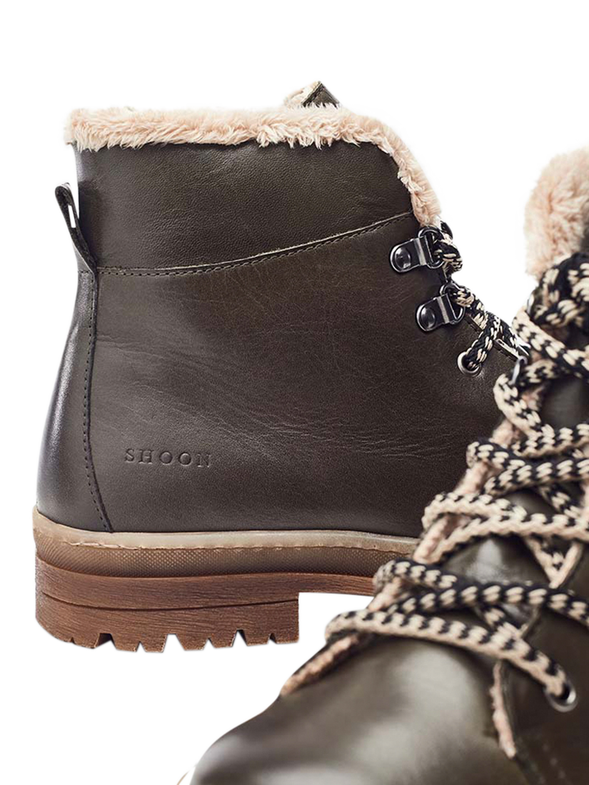 Product image 4 of 4, which shows Moda in Pelle Onella Leather Faux Fur Lined Lace-Up Boots, Olive, 3