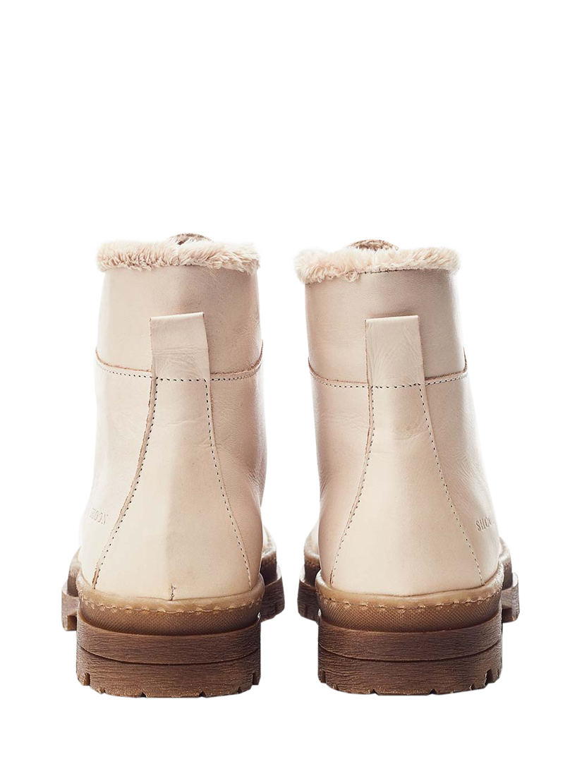 Product image 3 of 4, which shows Moda in Pelle Onella Leather Faux Fur Lined Lace-Up Boots, Off White, 3