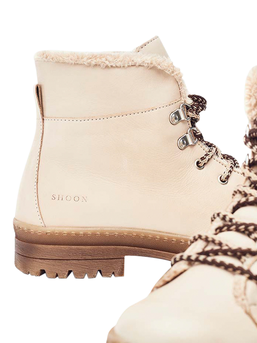 Product image 4 of 4, which shows Moda in Pelle Onella Leather Faux Fur Lined Lace-Up Boots, Off White, 3