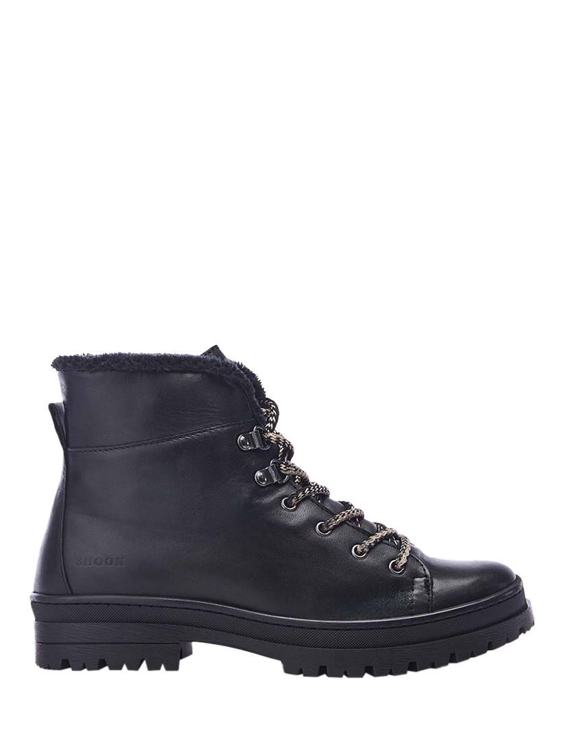 Moda in Pelle Onella Leather Faux Fur Lined Lace Up Boots Black