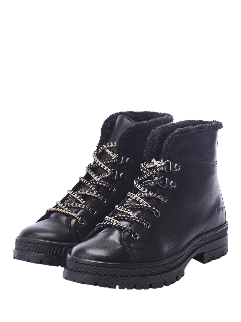 Product image 2 of 4, which shows Moda in Pelle Onella Leather Faux Fur Lined Lace-Up Boots, Black, 3