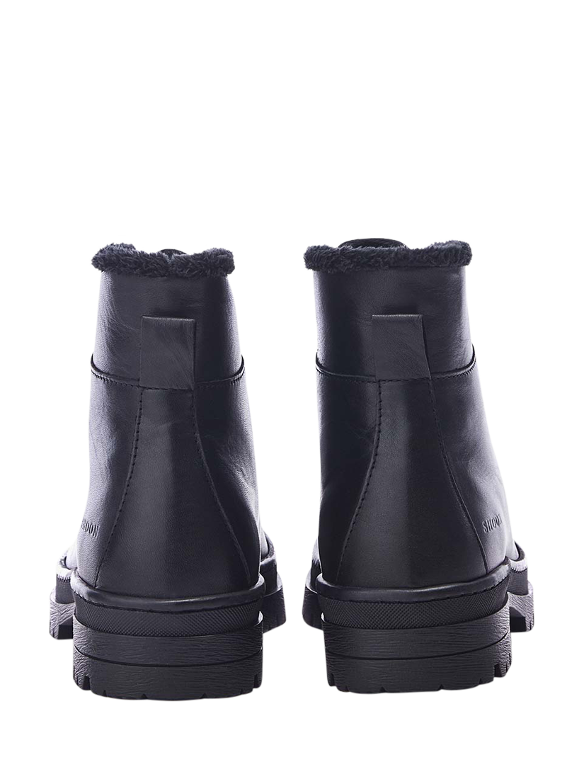 Product image 3 of 4, which shows Moda in Pelle Onella Leather Faux Fur Lined Lace-Up Boots, Black, 3