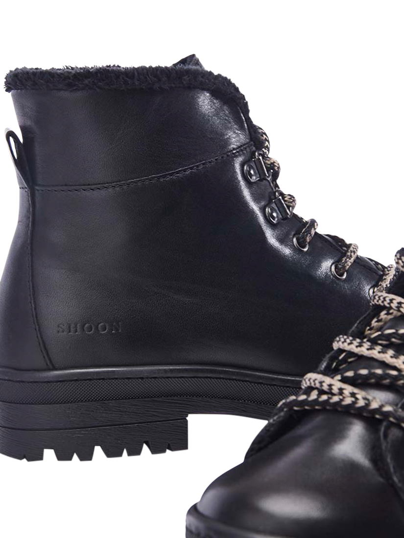 Product image 4 of 4, which shows Moda in Pelle Onella Leather Faux Fur Lined Lace-Up Boots, Black, 3