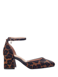 Moda in Pelle Dalziah Leather Block Heeled Pointed Courts, Dark Leopard