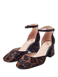 Moda in Pelle Dalziah Leather Block Heeled Pointed Courts, Dark Leopard