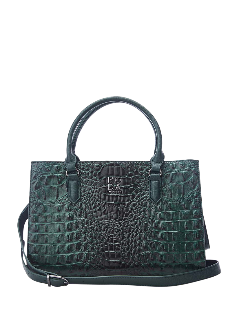 Moda in Pelle Blair Croc Effect Tote Bag, Green