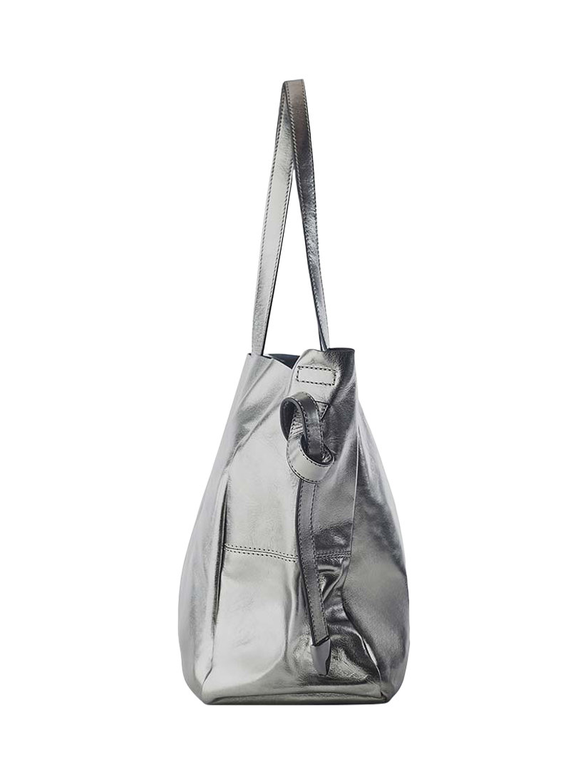Product image 3 of 4, which shows Moda in Pelle Indiana Leather Tote Bag, Pewter