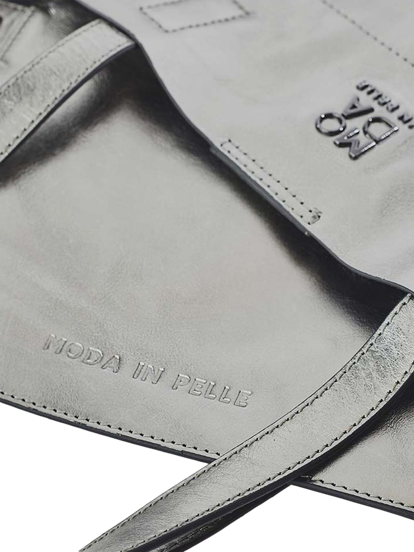 Product image 4 of 4, which shows Moda in Pelle Indiana Leather Tote Bag, Pewter