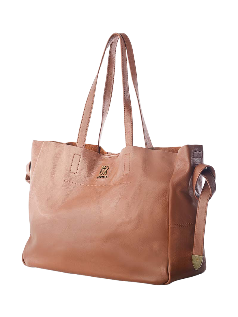 Product image 2 of 4, which shows Moda in Pelle Indiana Leather Tote Bag, Tan