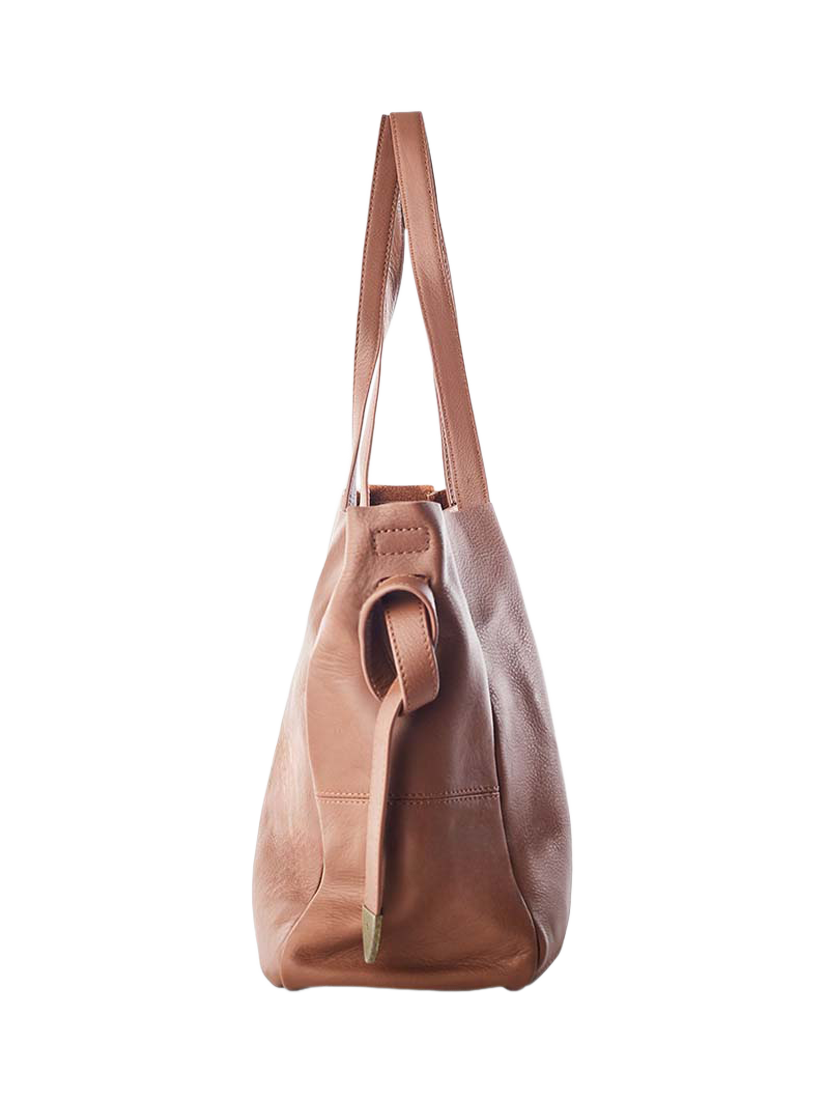 Product image 3 of 4, which shows Moda in Pelle Indiana Leather Tote Bag, Tan