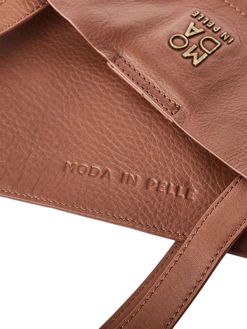 Product image 4 of 4, which shows Moda in Pelle Indiana Leather Tote Bag, Tan