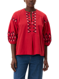Leon & Harper Cacia Geometric Embroidered Top
