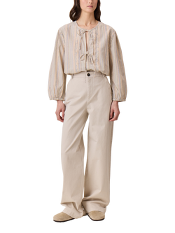 Leon & Harper Carsa Tie Detail Striped Organic Cotton Top, Multi, Multi