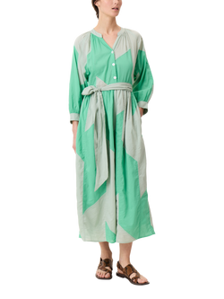 Leon & Harper Runa Pure Organic Cotton Shirt Dress, Green Multi, Green Multi