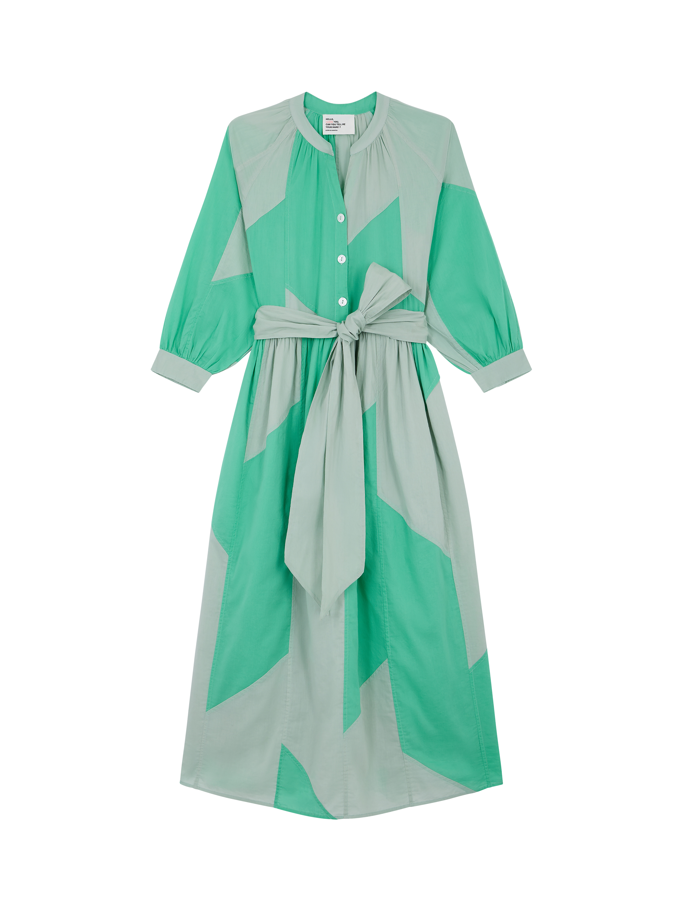 Product image 5 of 5, which shows Leon & Harper Runa Pure Organic Cotton Shirt Dress, Green Multi, XS