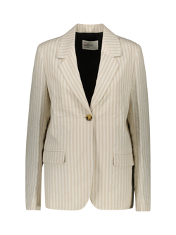Leon & Harper Vione Stripe Blazer, White/Brown - view 2, White/Brown