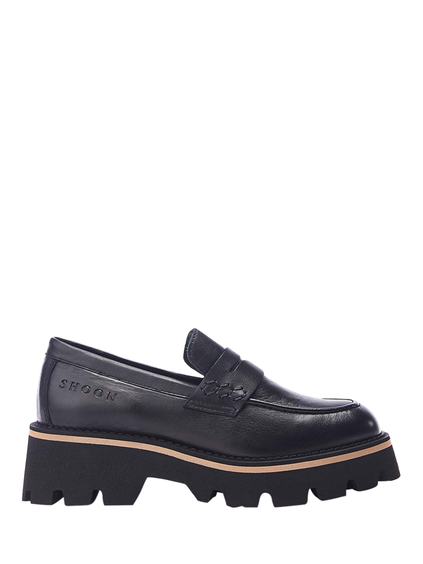 Product image 1 of 4, which shows Moda in Pelle Shoon Albury Leather Chunky Loafers, Black, 3