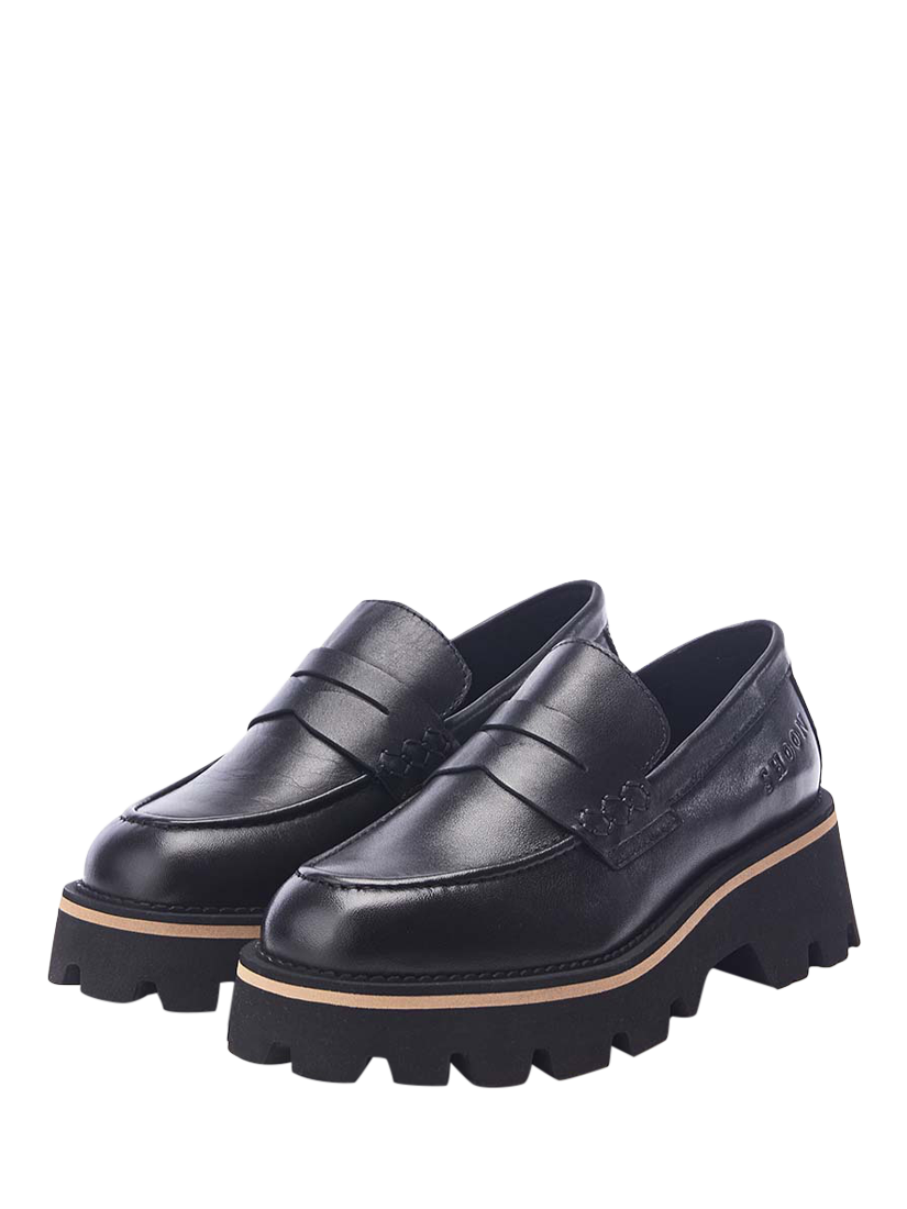 Product image 2 of 4, which shows Moda in Pelle Shoon Albury Leather Chunky Loafers, Black, 3