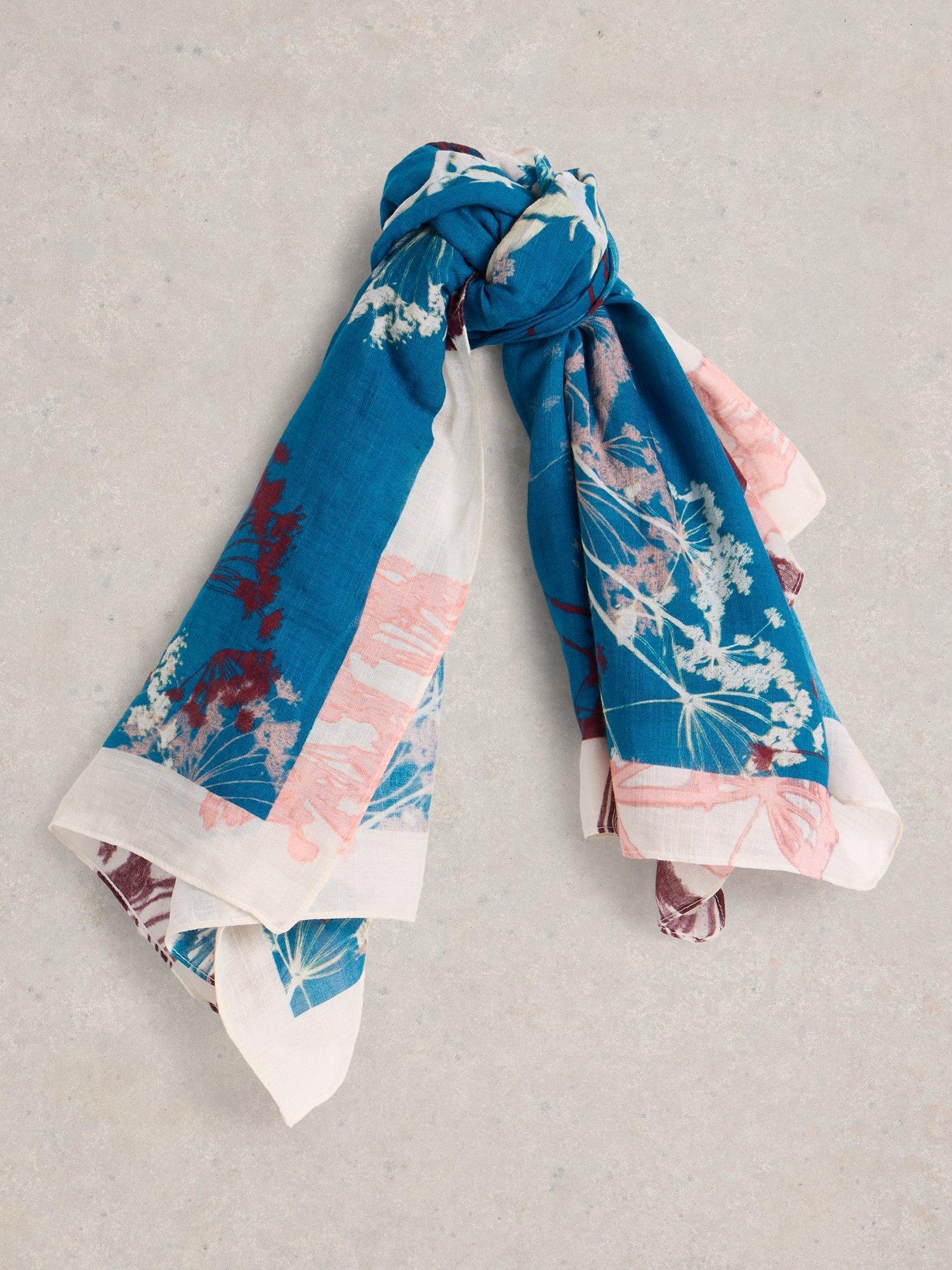 White Stuff Floral Scarf, Blue/Multi