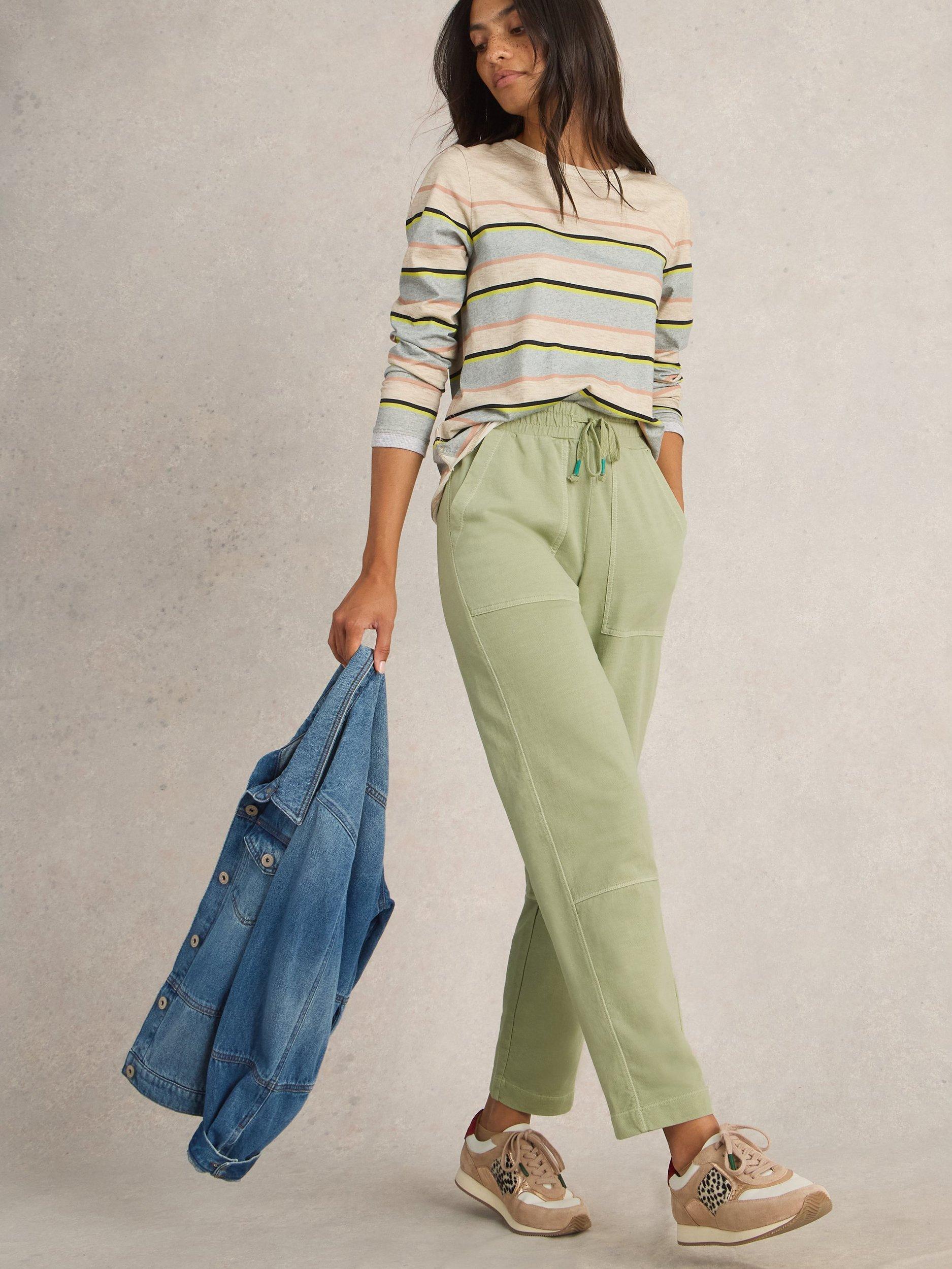 Product image 4 of 6, which shows White Stuff Jude Jersey Joggers, Light Green, 6S
