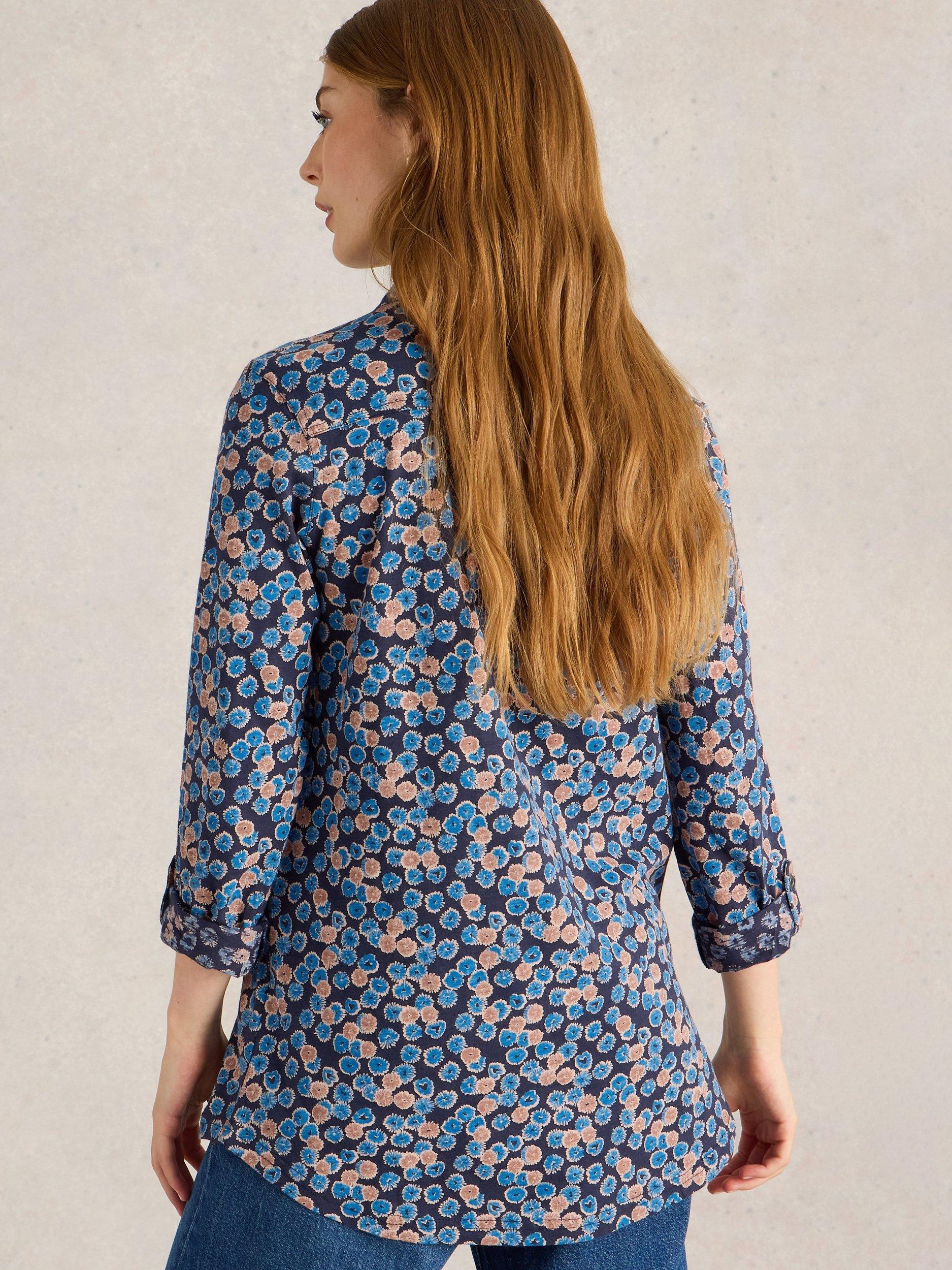 Product image 2 of 6, which shows White Stuff Annie Cotton Shirt, Blue/Multi, 8