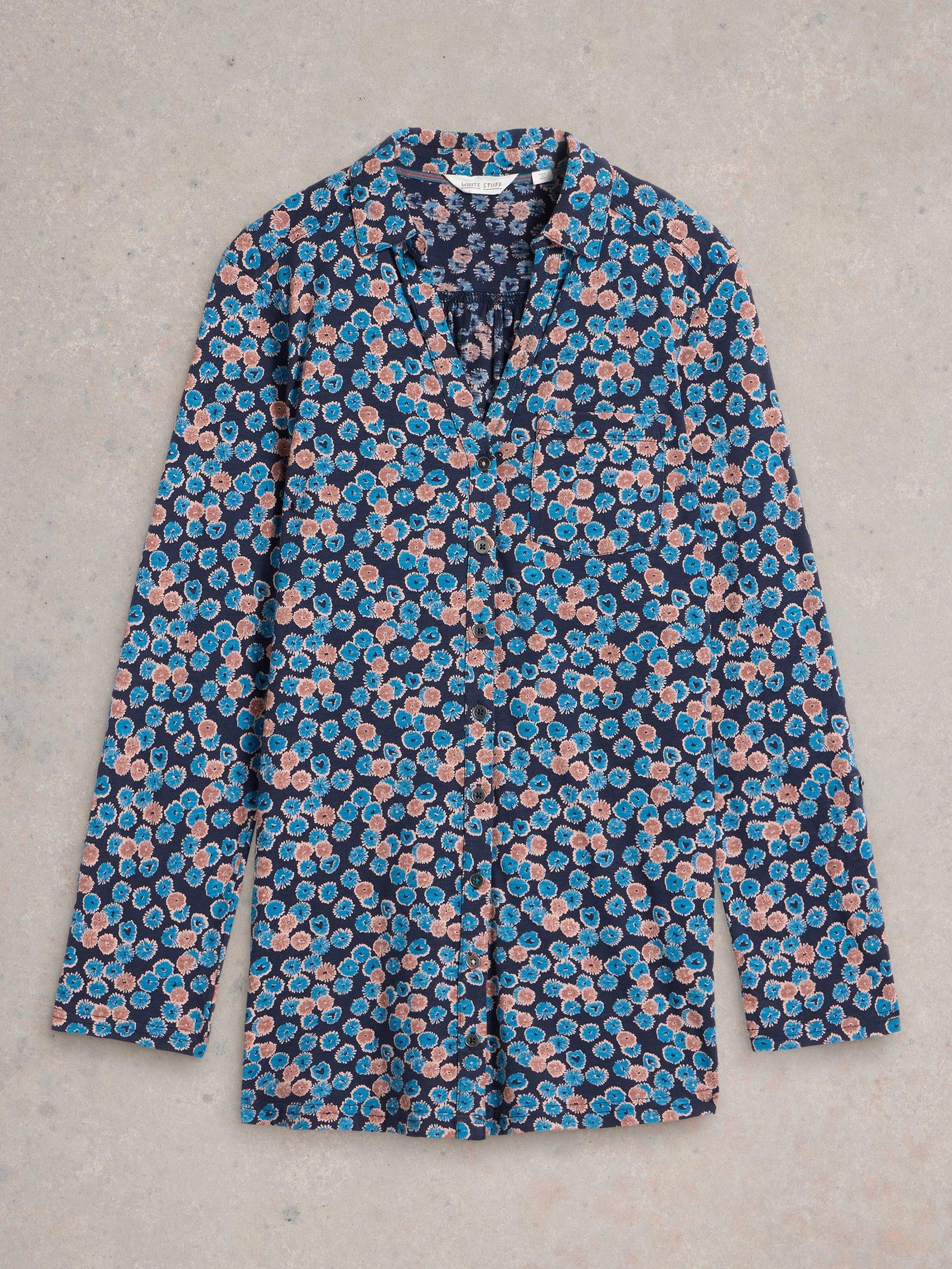 Product image 5 of 6, which shows White Stuff Annie Cotton Shirt, Blue/Multi, 8