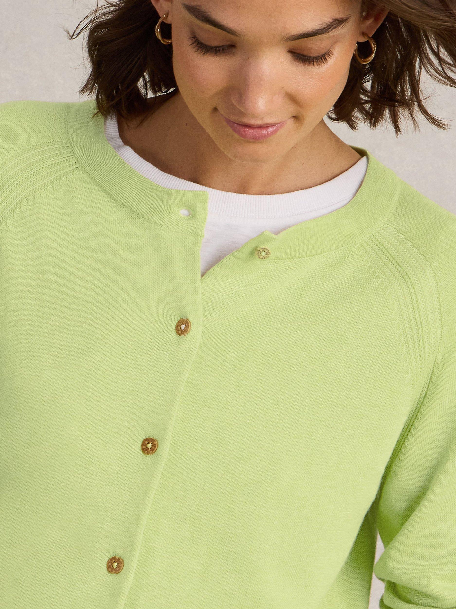 Product image 3 of 6, which shows White Stuff Lulu Pure Organic Cotton Cardigan, Bright Yellow, 6