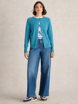 White Stuff Lulu Pure Organic Cotton Cardigan, Mid Blue, Mid Blue