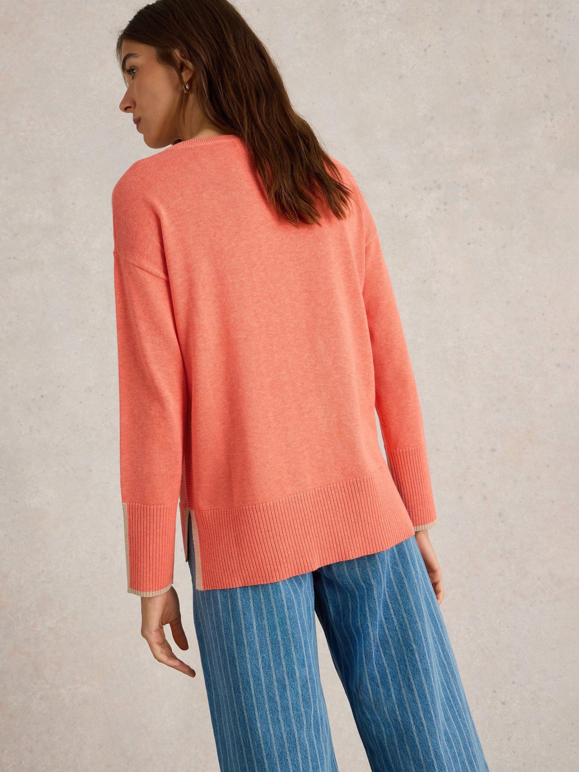 Product image 2 of 6, which shows White Stuff Olive Organic Cotton Rich Jumper, Mid Coral, 6