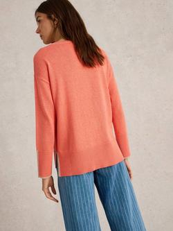 White Stuff Olive Organic Cotton Rich Jumper, Mid Coral - view 2, Mid Coral