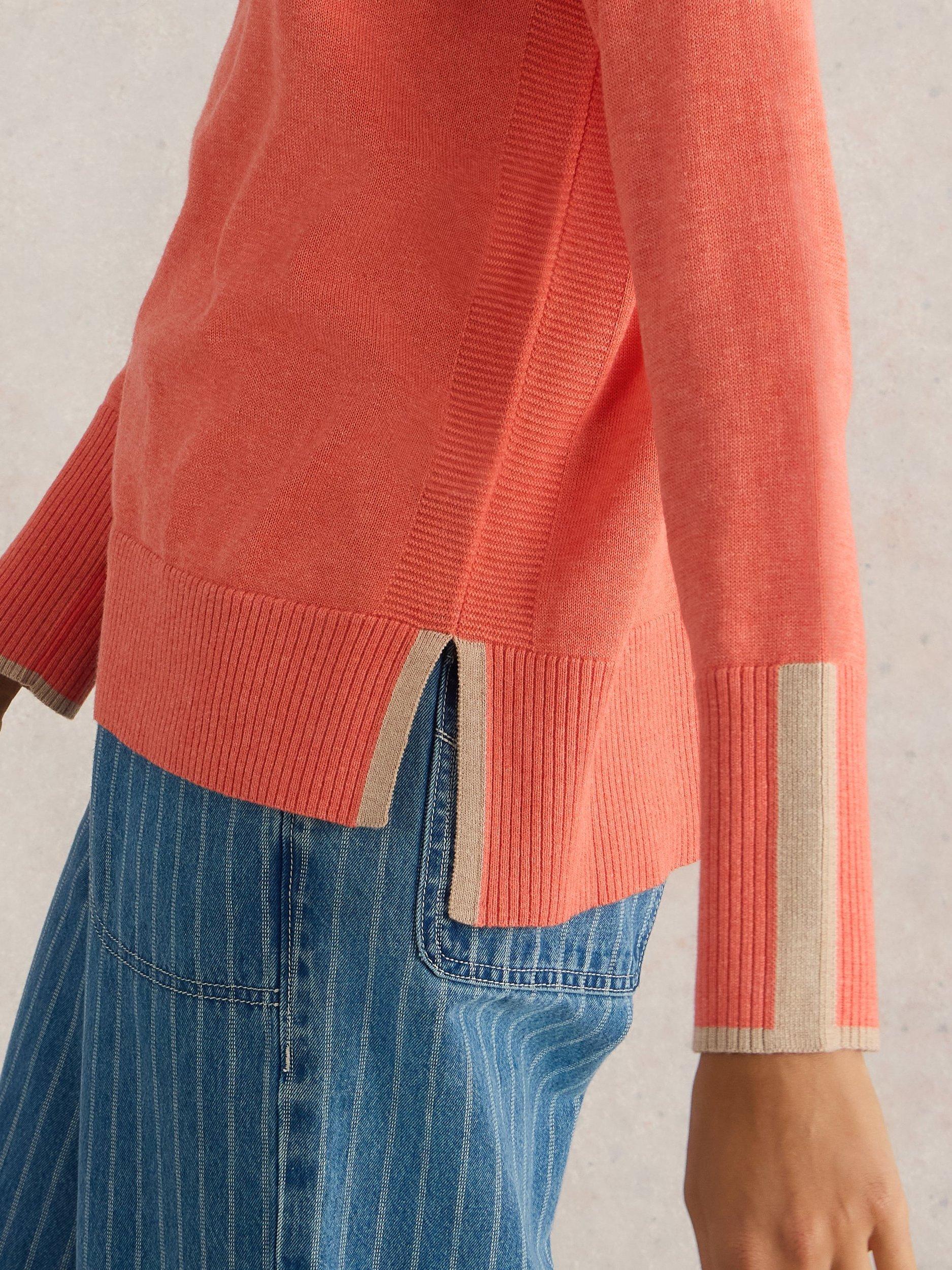 Product image 3 of 6, which shows White Stuff Olive Organic Cotton Rich Jumper, Mid Coral, 6