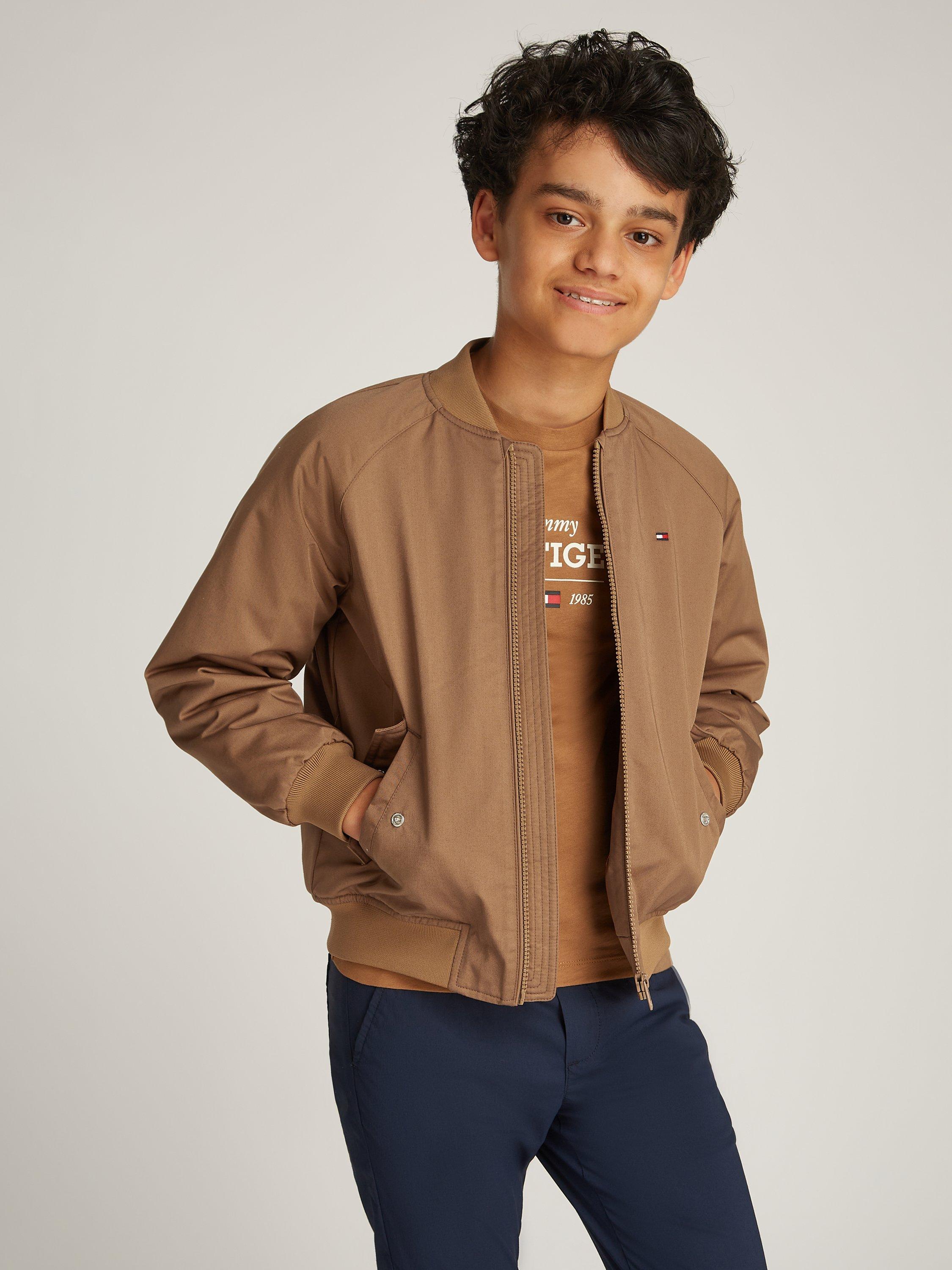 Product image 1 of 5, which shows Tommy Hilfiger Kids' Bomber Jacket, Hickory, 10 years