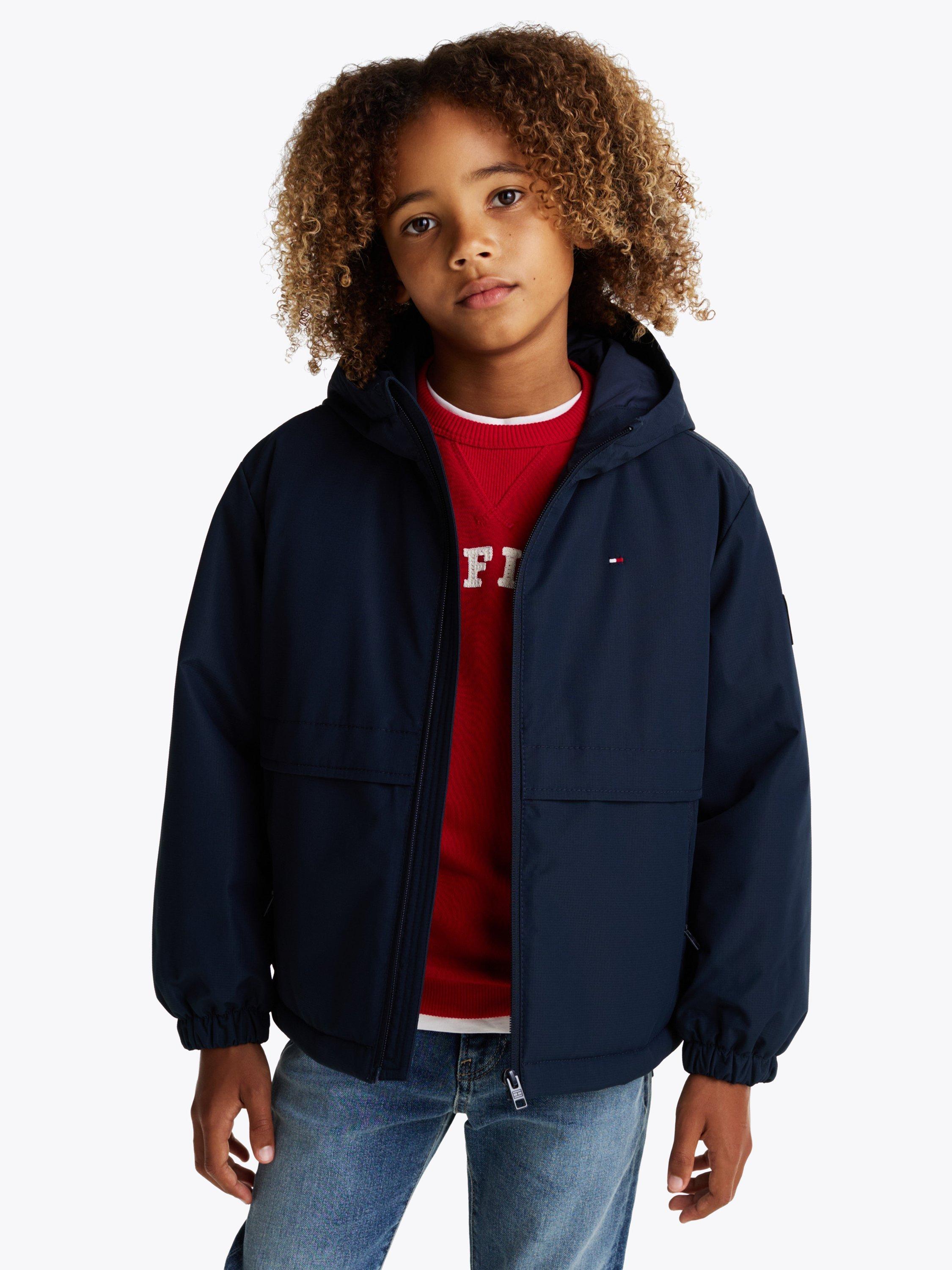 Product image 1 of 2, which shows Tommy Hilfiger Kids' Padded Hooded Jacket, Dark Night Navy, 10 years